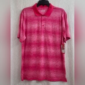 BCG Golf Polo Men's Collar Short Sleeve 3 Button Pink Ombre Size Large NWT